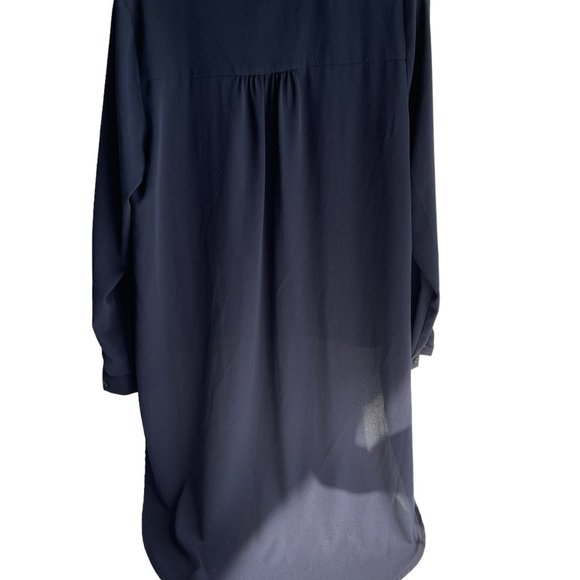 Catherine‎ Malandrino Navy Hi/Lo Draped Front Navy Tunic SZ-L - Picture 2 of 3